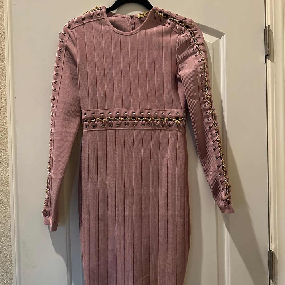 WOW Couture Mauve Long Sleeve Dress